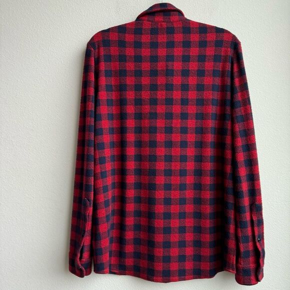 $178 Faherty Mens Legend Sweater Flannel Shirt Red Black Buffalo Size Large - Picture 12 of 13
